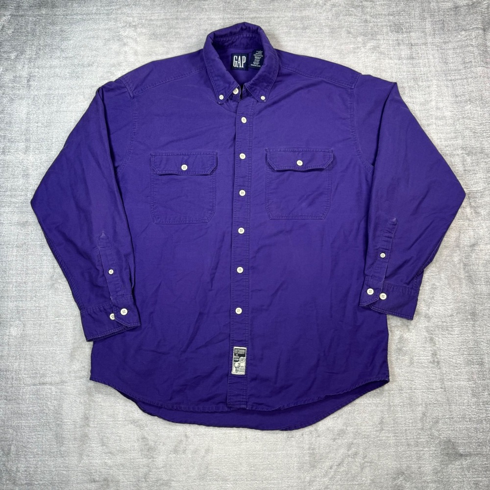 Gap Shirt Mens Large Purple Vintage 90s Outdoor Classic Button Down Workwear